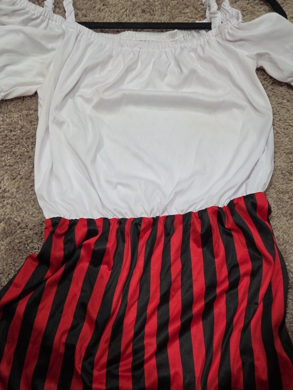 Kids White Top and Red/Black Striped Pajama Set